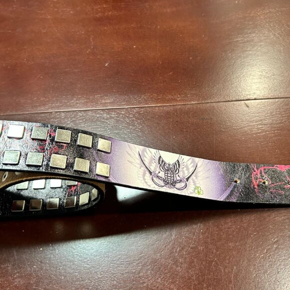 Christian Audigier Vintage Handmade Genuine Leather Belt (Stud Effect) - Picture 5 of 9